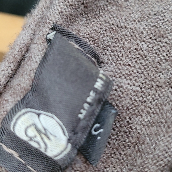 M Made In Italy drape high low top shirt long sleeve grey brown - Picture 4 of 6